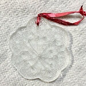 Lalique christmas ornament, Signed, Clear Crystal, 2002, 2 5/8”, France